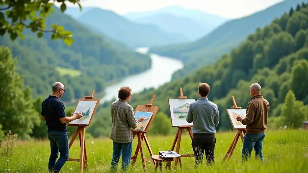Plein air painting session
