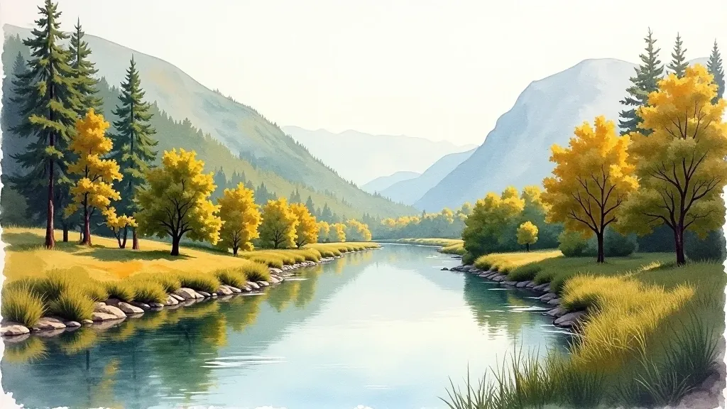 Watercolor landscape showing distinct value ranges from light to dark in the composition
